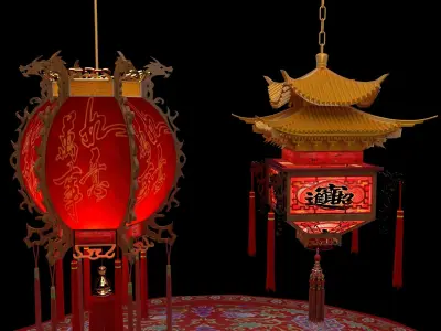 Chinese red lantern 3D model