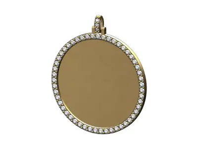 Large 40mm round diamond memory picture pendant  3D print model