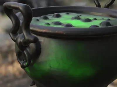 Witchs Bubbling Cauldron Low-poly 3D model