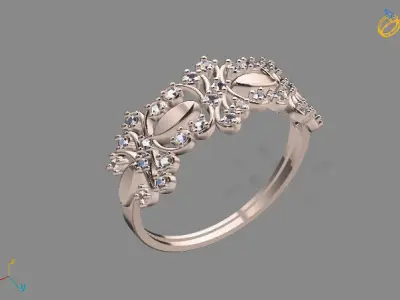 Womens Diamond Signet Ring Women Rings 3dmodels 3D print model 3D print model 60
