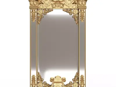 Carved Classic Mirror 02 Low-poly 3D model