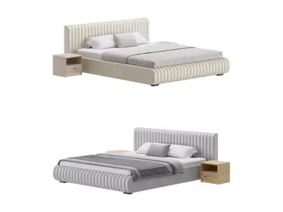 Contemporary Fabric Solid Color Standard Bed I 3D model