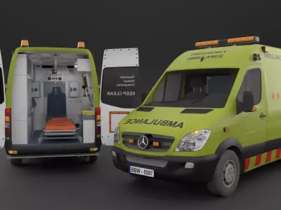 Ambulance Rigged Low-poly 3D model