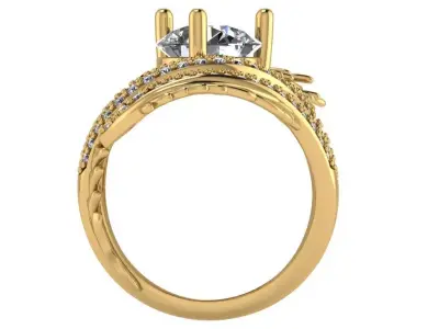 Dragon Ring with Brillian-Cut Diamond in the center 3D print model