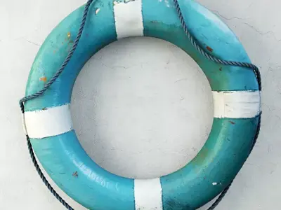 1950s Blue and White Life Preserver 2 3D model