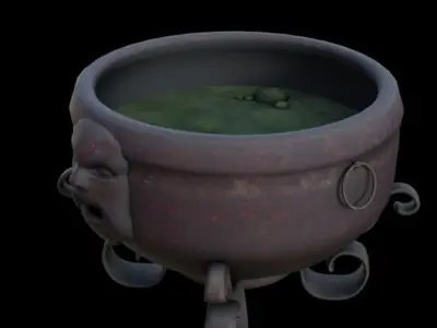 cauldron well Low-poly 3D model