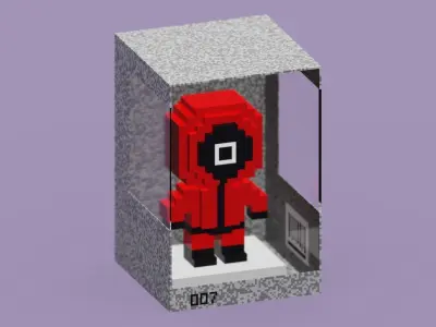 Voxel Toy Squid Game Low-poly 3D model