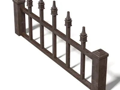 Dark Wooden Fence 3D Model 3D model