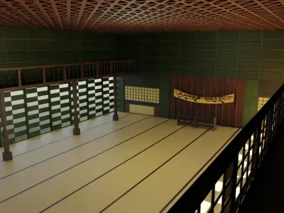 Dojo Fighting Hall Low-poly 3D model