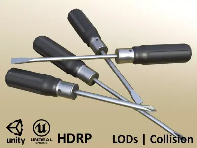 Screwdrivers Plastic Black Low-poly 3D model