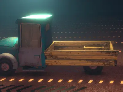 Truck model for movies and game engines Low-poly 3D model