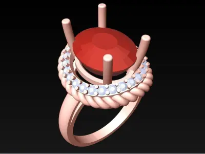 Oval Stone Ring - Womens Rings - GN248 3D print model