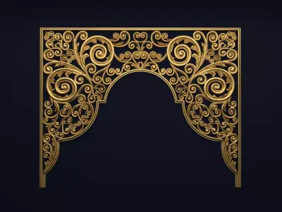 Classic Carved Bed 3D model 02 3D model