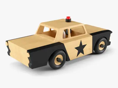 Wooden Toy Police Car 3D model