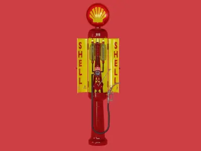 Old Gas And fuel Pump Low-poly  game-ready PBR 3D model  Low-poly 3D model