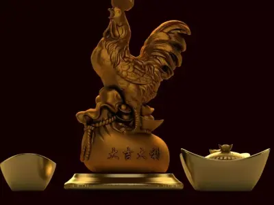 Chinese gold ingot Low-poly 3D model