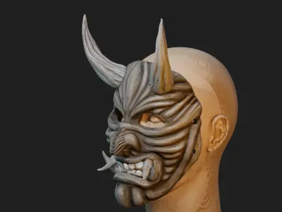 Hannya Samurai Oni Mask 6 3D print model