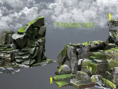 forest rocks Low-poly 3D model