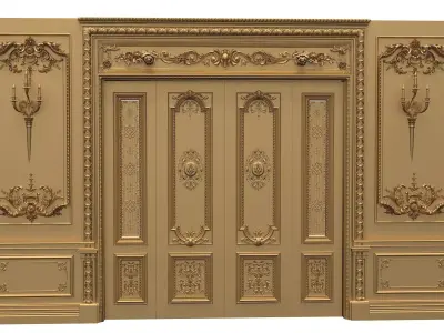 Classic Door Royal style gold plated 2 3D model
