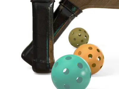 Pickleball set Paddle and Balls 3D model