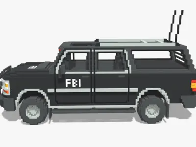 Voxel FBI SUV Low-poly 3D model
