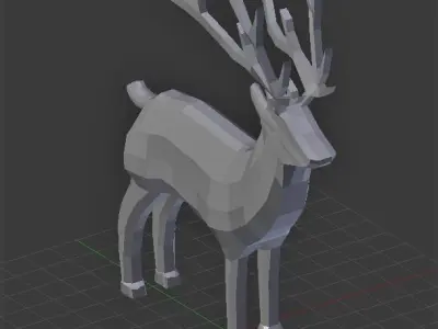Deer Low-poly 3d Model golden Low-poly 3D model