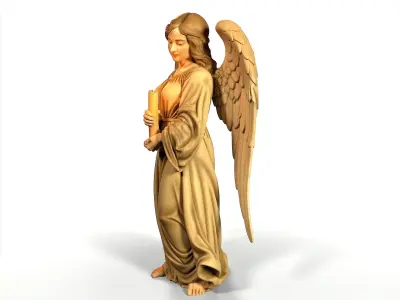 Angel with a candle 3D print model
