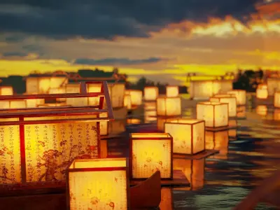 Lantern Night Scene Low-poly 3D model