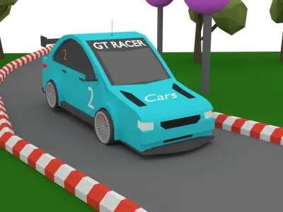 Lowpoly Sports Car Low-poly 3D model