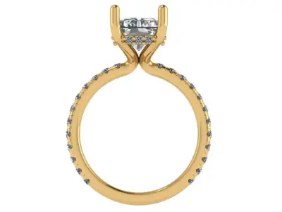 radiant shape solitaire open side shank with pave  3D print model