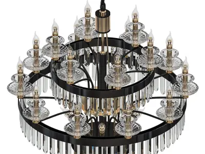 candela chandelier with clear crystals and gold accents 3D model