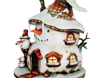 Decorative Holiday Snow House Low-poly 3D model