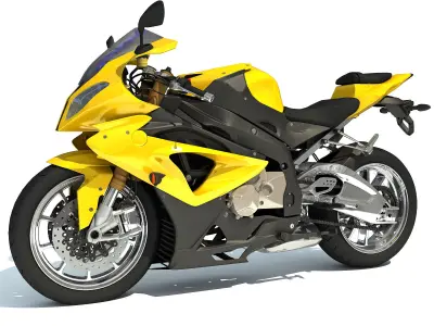 Yellow Sport Bike Racing Motorcycle 3D model