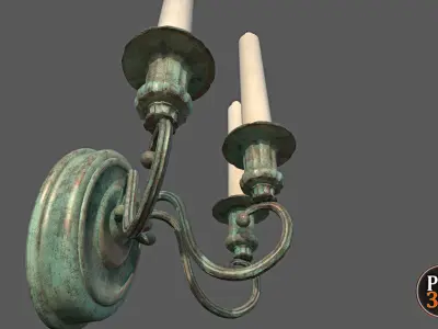 Old Wall Candlestick -1A Low-poly 3D model