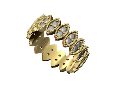 Beaded marquise shaped diamond motif band US size 6 7 8  3D print model