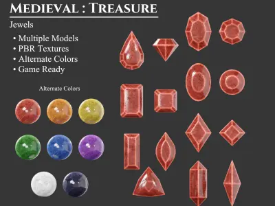Medieval Treasure Jewels Low-poly 3D model