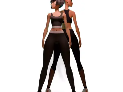 Stylized Fitness Girls 3D Model Pack