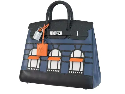 Hermes Birkin Faubourg Bag Blue Low-poly 3D model