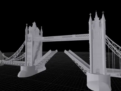 Tower Bridge on Thames in London Low-poly 3D model