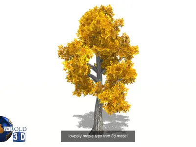 Colorful Tree Collection Pack Lowpoly 3D Model