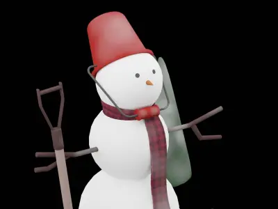 Christmas Snow Man Low-poly 3D model
