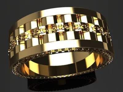 MENS ROLL LINK STYLE FASHION BAND DIAMOND RING 3D print model