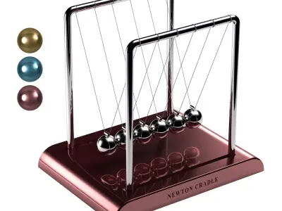 NewtonCradle02 cylindrical balancing pendulum 3D model