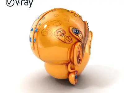 Gold Leaf Gemstone Ceremonial Mask model pack Low-poly 3D model