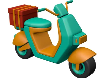 Scooter with gift box Low-poly 3D model
