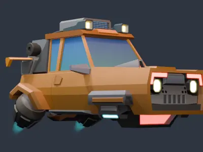 Low Poly Car-Cyberpunk Car Stylized Low-poly 3D model