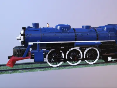 Steam Engine Train Wagon Low-poly 3D model