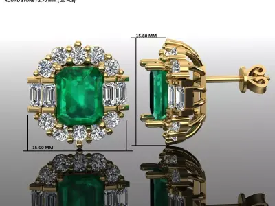 Women Diamond Earrings 3D print model 40
