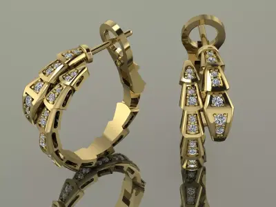 Bvlgari Snake Serpenti Earrings 3D print model