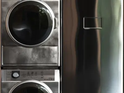 Laundry room with household appliances 3D model